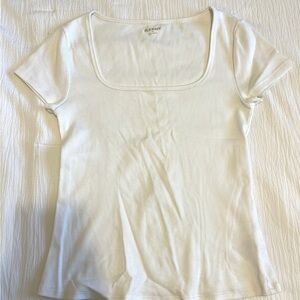 White ribbed short sleeve